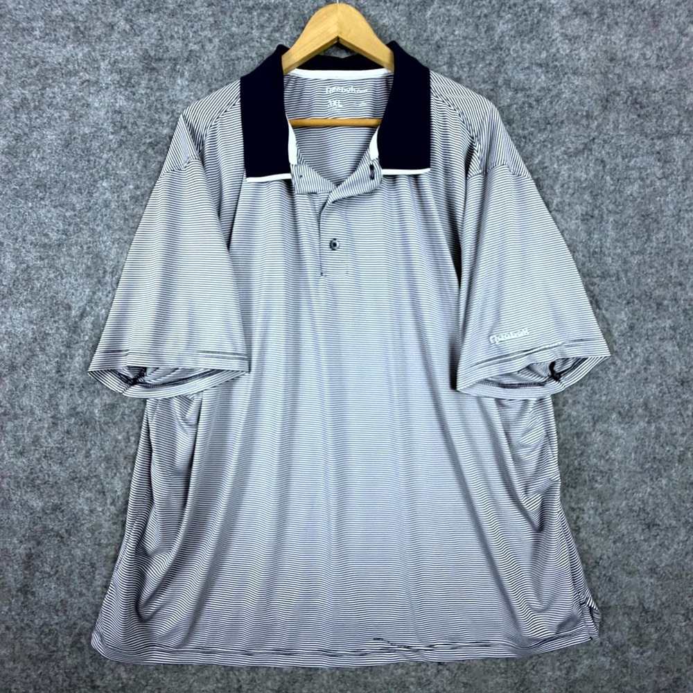 Reebok Golf Polo Shirt Mens 3XL Black White Striped Tennis Sports Performance